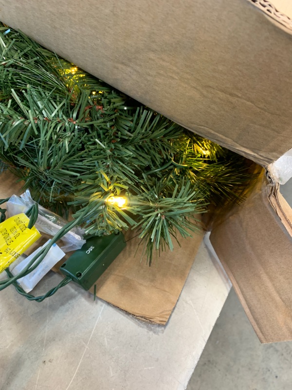 Photo 2 of 9 ft. Wesley Long Needle Pine Pre-Lit LED Artificial Christmas Garland with 60 Warm White Lights
