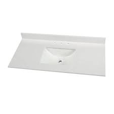 Photo 1 of 49 in. W x 22 in. D Engineered Marble Vanity Top in Snowstorm with White Single Trough Sink
