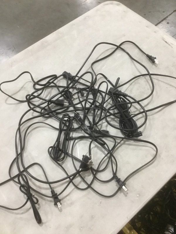 Photo 1 of Bundle of 10 assorted TV and monitor power cords, sold as is, no refunds