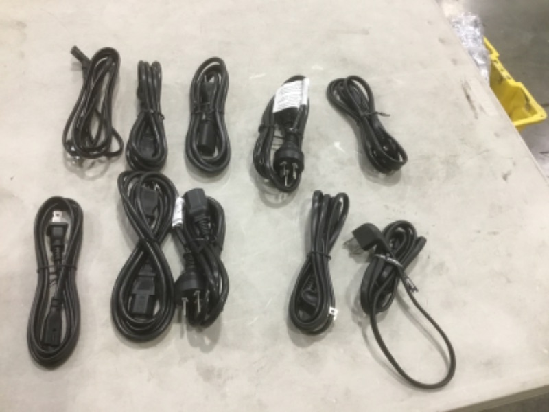 Photo 1 of Bundle of 10 assorted TV and monitor power cords, sold as is, no refunds