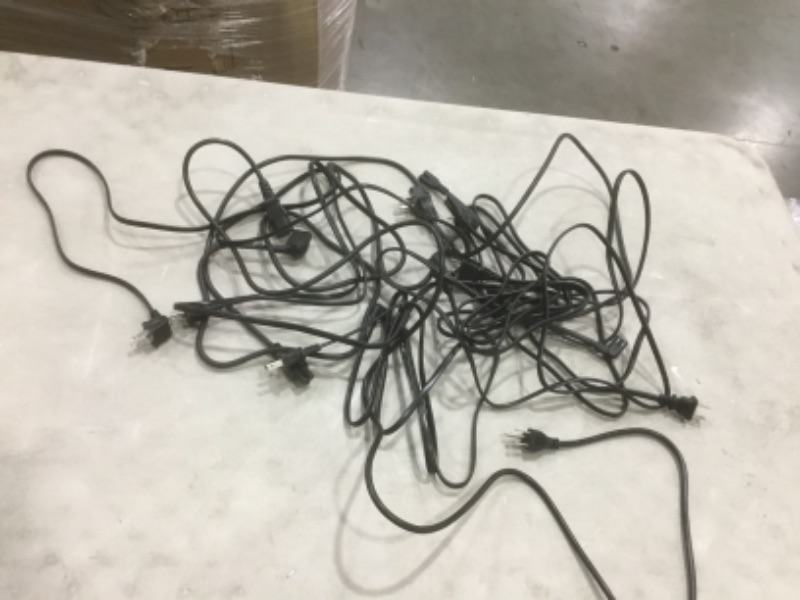 Photo 1 of Bundle of 10 assorted TV and monitor power cords, sold as is, no refunds