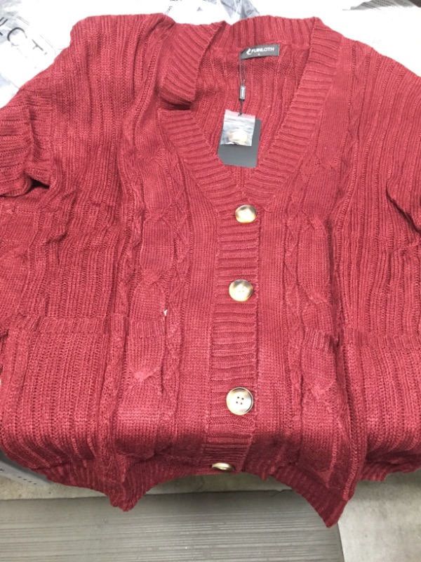 Photo 2 of Fuinloth Women's Cardigan Sweater, Oversized Chunky Knit Button Closure with Pockets
