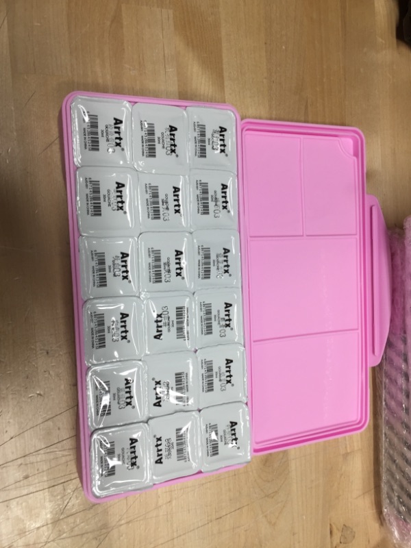 Photo 1 of Arrtx Gouache paint sets with Jelly Cup Design, 18 Colors ×30ml in a Pink Portable Box with a Palette, Suitable for Students, Hobbyist, Artist, Watercolor Acrylic Painting (Flowerless)
***3 PACKS***
