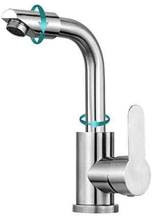 Photo 1 of 360° Rotate Spout Bathroom Faucet, Brushed Nickel Stainless Steel Bar Sink Faucet Single Handle One Hole Bathroom Vanity Vessel Faucets RV Faucets Lavatory Faucet
