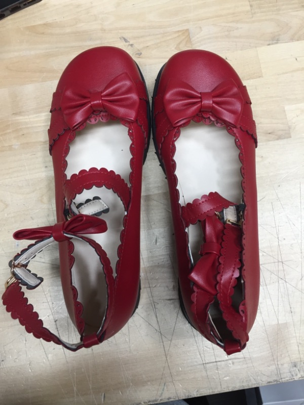 Photo 2 of 100FIXEO Women Fashion Flat Heel Bow Buckle Strap Platform Round Toe Cosplay Lolita Mary Janes Shoes
