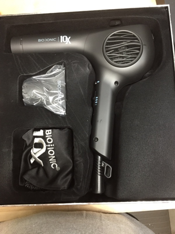 Photo 2 of 10X UltraLight Speed Dryer
Weighs less than 1 pound and dries hair in under 10mins
Bio Ionic Moisturizing Heat™ Technology helps hair stay hydrated for healthy, frizz-free styles with more shine
Brushless motor is 50% more powerful than average dryer and 