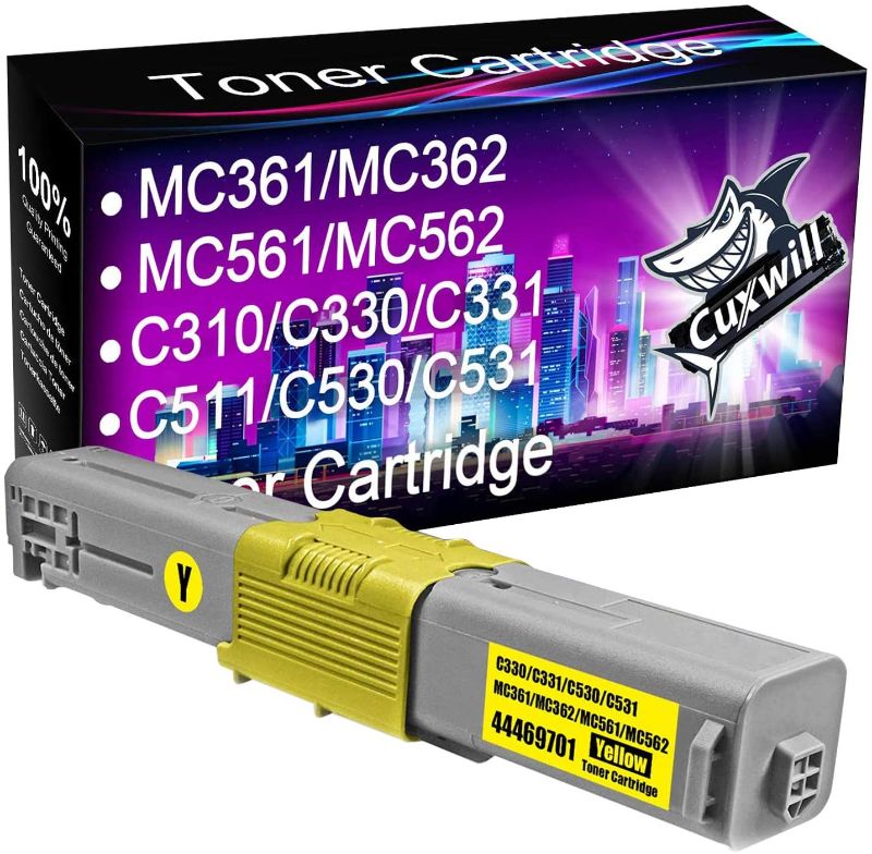 Photo 1 of Cuxwill Compatible Toner Cartridge (Yellow) Used for Oki MC361 MC362w C330dn C531dn MC562w C331dn C530dn MC561 C310dn C511dn C332dn Printer, Replacement for Okidata 44469701 Type C17 Toner Cartridge
