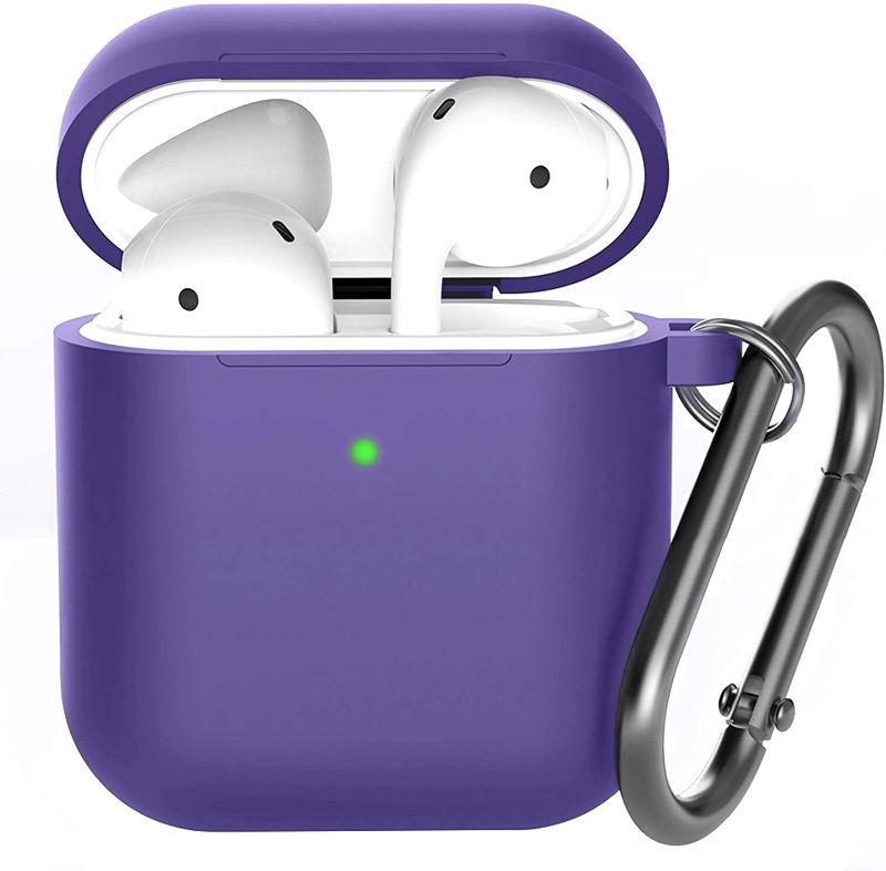 Photo 1 of TWO PACK: Airpods Case, BELONGME Airpods Silicone Case Cover with Keychain, 360°Protective AirPods Accessories Kits Shockproof Airpods Case Compatible with Apple Airpods 2 &1 (Front LED Visible) (Color is slightly different than stock image)
