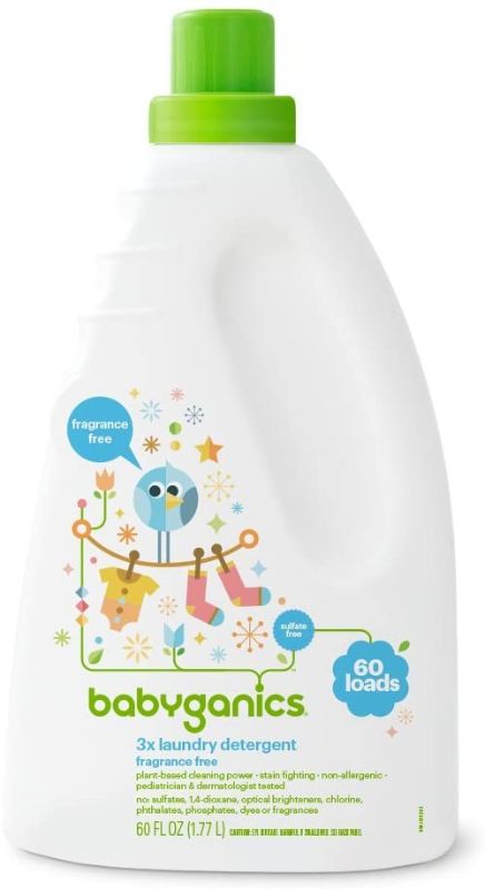 Photo 1 of Babyganics 3X Baby Laundry Detergent, Fragrance Free, 60oz, Packaging May Vary
