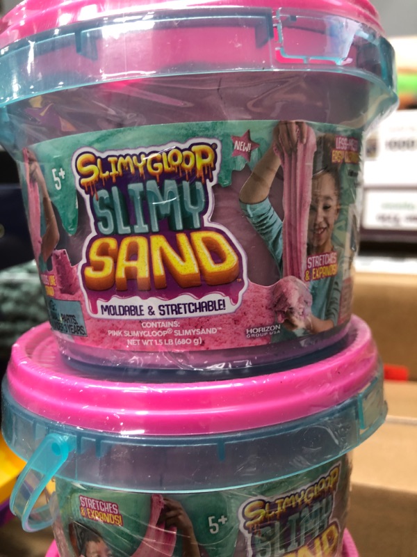 Photo 2 of A BUNDLE OF SLIMYSAND  NO REFUNDS ***BUY AS IS***Moldable Cloud Slime, Non Stick, Slimy Play Sand in A Reusable Bucket, Pink- A Kinetic Sensory Activity
