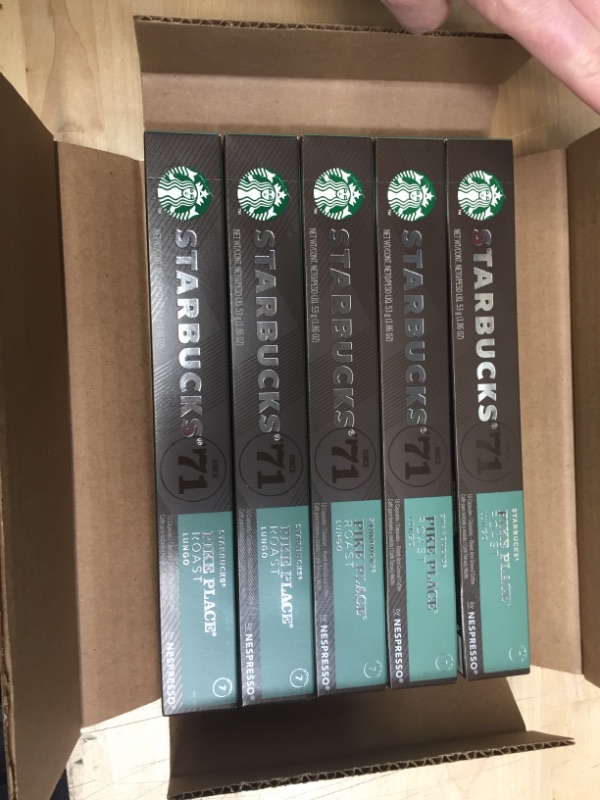 Photo 2 of ****NON-REFUNDABLE****
BEST BY DATE 1/26/2022
Starbucks by Nespresso, Pike Place Roast Lungo (50-count single serve capsules) 5 pack of 10 capsules
