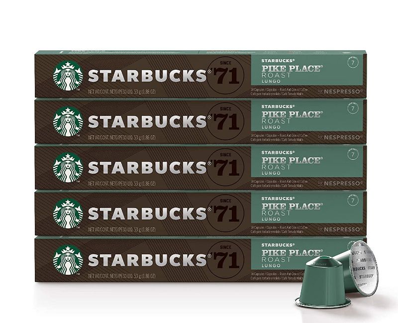 Photo 1 of ***NON-REFUNDABLE***
BEST BY DATE 1/26/2022
Starbucks by Nespresso, Pike Place Roast Lungo (50-count single serve capsules) 5 pack of 10 capsules
