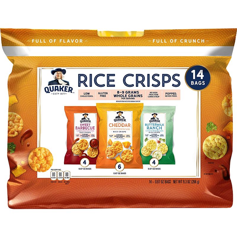 Photo 1 of ****NON-REFUNDABLE****
BEST BY DATE 11/29/2021
Quaker Rice Crisps Savory Variety Pack, 28 Count
