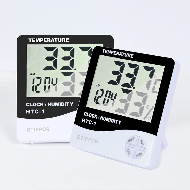 Photo 1 of Humidity Meters, 2 Pack Indoor Thermometer Hygrometer Humidity Meter Temperature and Humidity Monitor for Living Room, Bed Room, Pet Reptile, Greenhouse, Basement, Guitar
