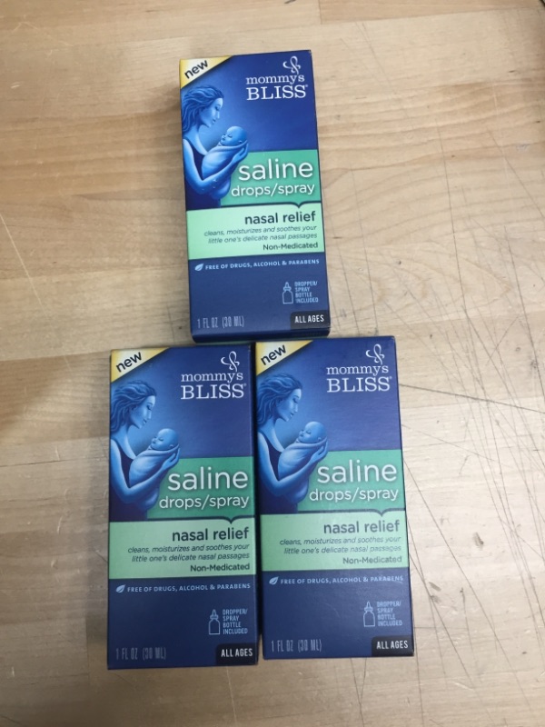 Photo 3 of 3 packs
Mommy's Bliss Saline Drops/Spray Nasal Relief, 1 Fl Oz
exp 08/23