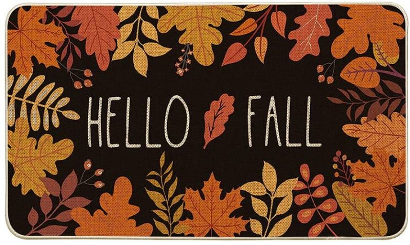 Photo 1 of **DIFFERENT FROM STOCK PHOTO** Hello Fall Maple Leaves Decorative Doormat, Floor Mat Switch Mat for Indoor Outdoor 17 x 29 Inch
