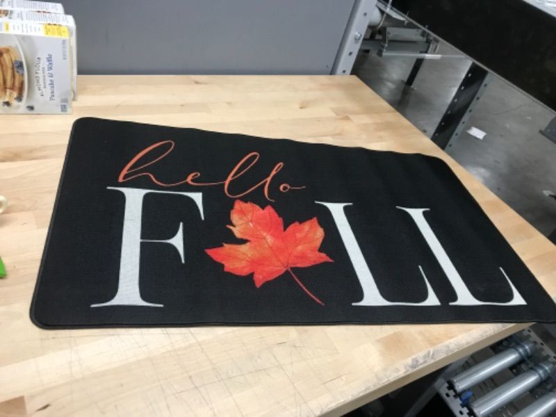 Photo 2 of **DIFFERENT FROM STOCK PHOTO** Hello Fall Maple Leaves Decorative Doormat, Floor Mat Switch Mat for Indoor Outdoor 17 x 29 Inch