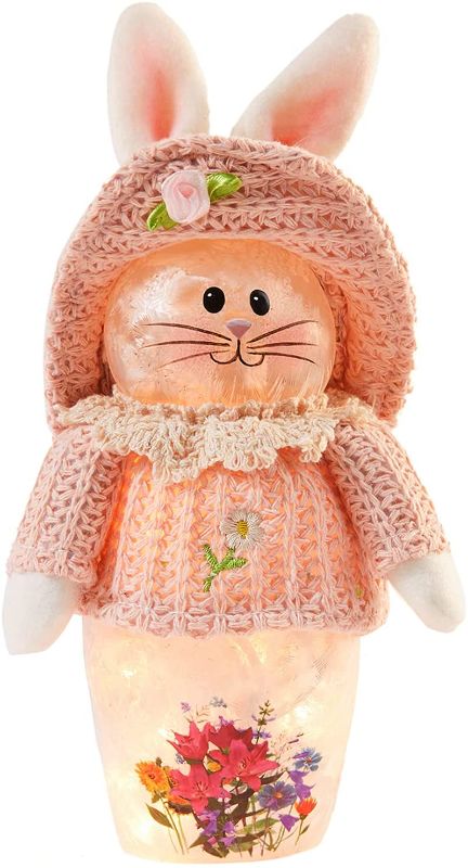 Photo 1 of **SET OF 2**
Lighted Glass Cute Rabbit Bunny Night Lamp, Desk Tabletop Lamps Lights with Fabric Hat&Top for Easter Xmas Holidays Home Décor
