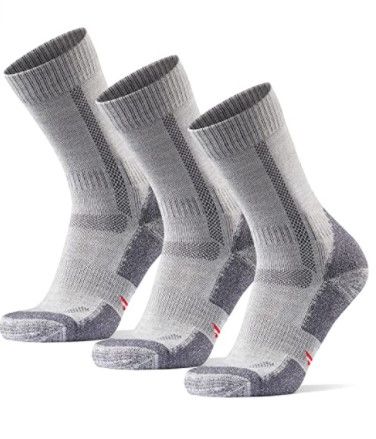 Photo 1 of DANISH ENDURANCE Merino Wool Cushioned Hiking Socks 3-Pack for Men, Walking, Trekking, Work, Outdoor (Light Grey, US men 13.5-16.0)
