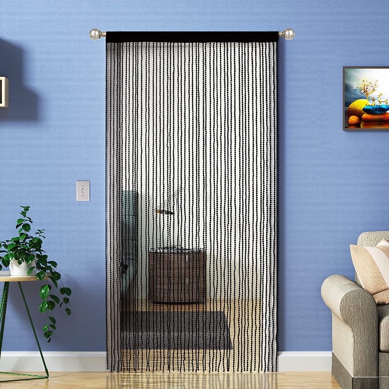 Photo 1 of **set of 2**
Door String Curtain Room Divider,Beads Style Doorway Curtains Window Panel Screen Doorways Drapes Wedding Event Party Collocation,Black W39×L79(100x200cm)

