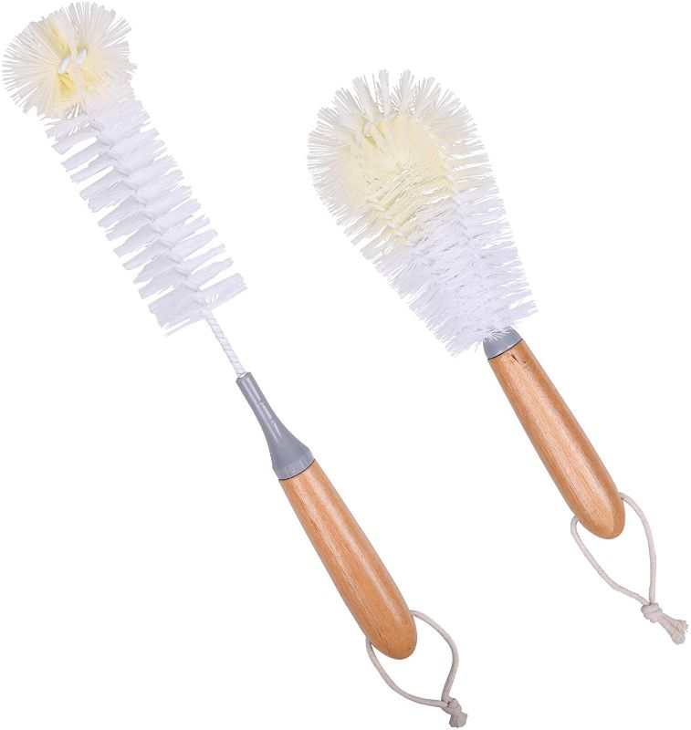 Photo 1 of **2PK**
2 Pack Bottle Brush Set, Bottle Cleaner Brush with Bamboo Handle 
