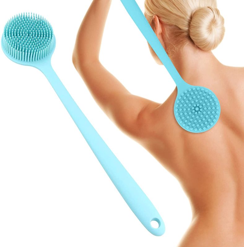 Photo 1 of **SET OF 3**
DaiDom Improved Silicone Body Brush 2nd Gen Back Scrubber for Shower with Long Handle Silicone Shower Brush Silicone Scrubber Body (Blue)
