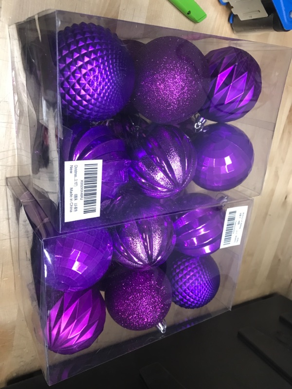 Photo 2 of **SET OF 2**
Dohance Christmas Balls Ornaments, Xmas Ball Baubles Set - Shatterproof Decorative Hanging Ornaments Baubles Set for Xmas Tree (Purple, 80mm/3.15")
