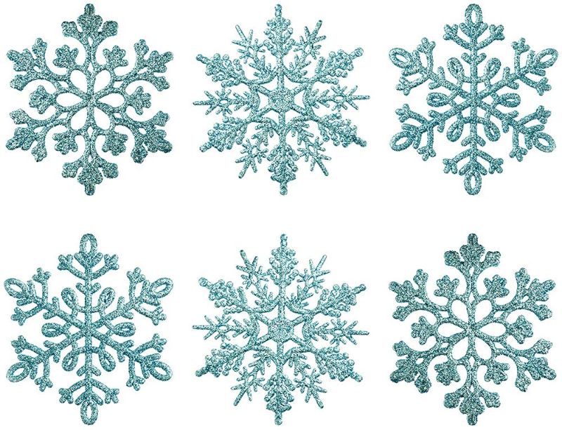 Photo 1 of **PACK OF 2**
XmasExp 150mm/6inch Large Glitter Snowflake Ornaments Set Christmas Tree Hanging Plastic Decoration for Xmas Party Wedding Anniversary Window Door Home Accessories (Light Blue)
