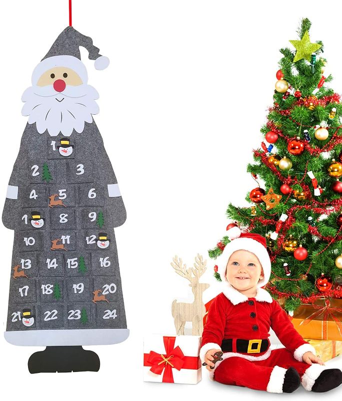 Photo 1 of **SET OF 2**
YISSCEN Wall Hanging Santa Claus Advent Calendar, Christmas Felt Countdown Calendar 24 Day Pockets Calendar Fill for Decorations Rooms, Christmas Tree, Door, Mantelpiece or Shop Window(Grey)
