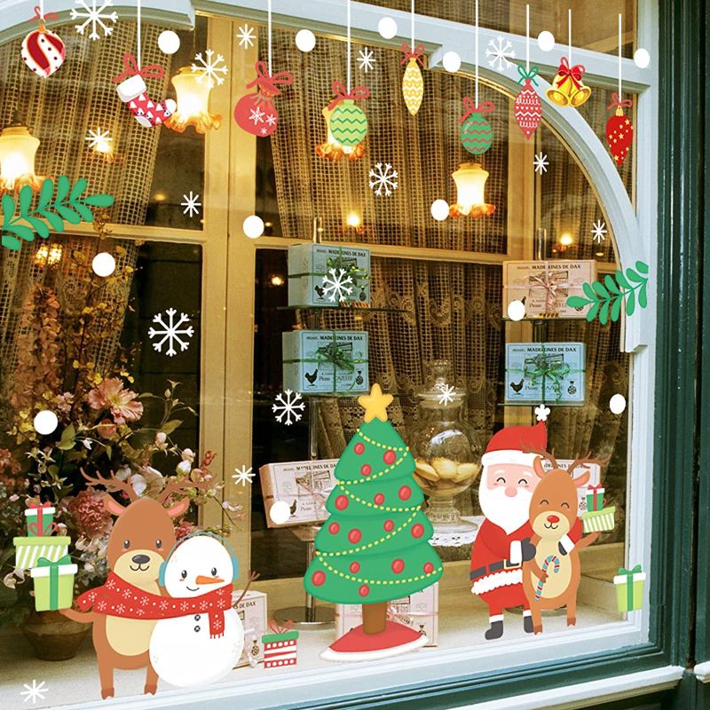 Photo 1 of **PACK OF 2**
Christmas Window Clings, Christmas Shop Window Stickers DIY Removable PVC Xmas Window Decorations Xmas Santa Reindeer Snowman Snowflake Window Decor for Winter Decorations Xmas Party Ornaments
