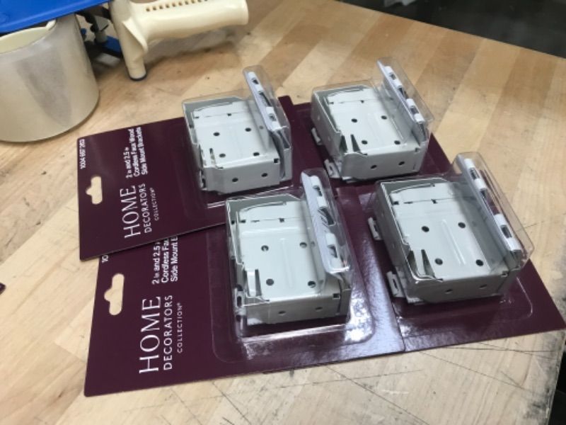 Photo 1 of **SET OF 4**
2 in. and 2.5 in. Cordless Faux Wood Side Mounting Bracket Set in White