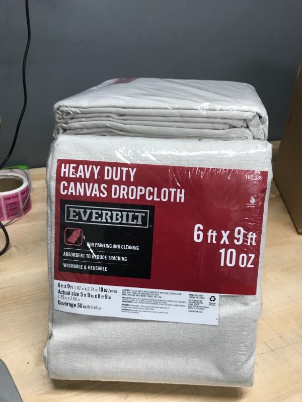 Photo 2 of **SET OF 2**
6 Ft x 9 Ft Heavy Duty Canvas Drop Cloth
