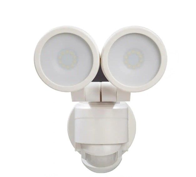 Photo 1 of 180° White Motion Activated Outdoor Integrated LED Twin Head Flood Light
