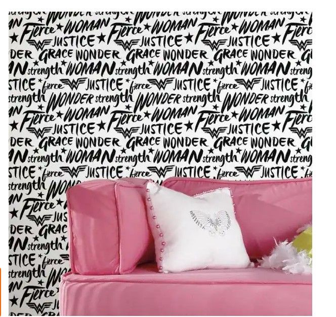 Photo 1 of 
RoomMates
28.29 sq. ft. Wonder Woman Script Peel and Stick Wallpaper