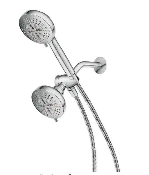 Photo 1 of 
MOEN
HydroEnergetix 8-Spray Patterns with 1.75 GPM 4.75 in. Wall Mount Dual Shower Heads in Chrome