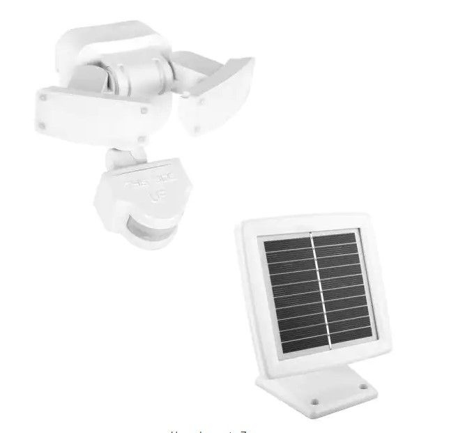 Photo 1 of 
Defiant
500 Lumens 180-Degree White Solar Powered Motion Activated Outdoor Integrated LED Flood Light