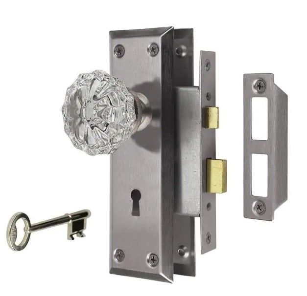 Photo 1 of 
2 in. Satin Nickel Victorian Glass Knob Mortise Set