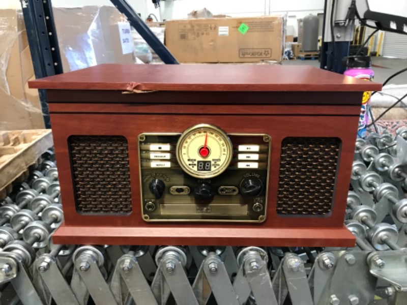 Photo 4 of Victrola VTA-250B-MAH 4-in-1 Nostalgic Bluetooth Record Player with 3-Speed Turntable FM Radio and Aux-in Mahogany
DAMAGED FROM SHIPPING PLEASE SEE PHOTOS 