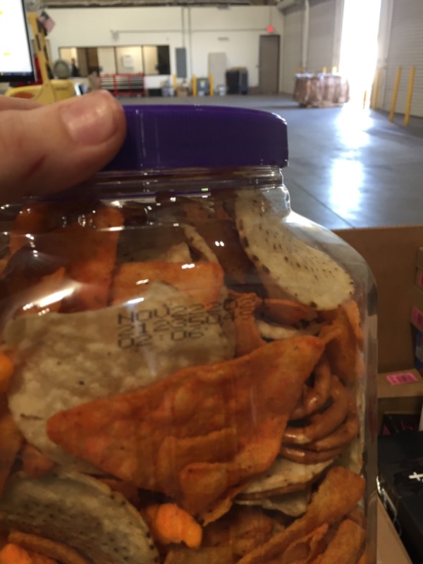 Photo 1 of Utz Party Mix - 26 Ounce Barrel - Tasty Snack Mix Includes Corn Tortillas, Nacho Tortillas, Pretzels, BBQ Corn Chips and Cheese Curls, Easy and Quick Party Snacks, Cholesterol Free and Trans-Fat Free
BEST BY: NOV. 22, 2021