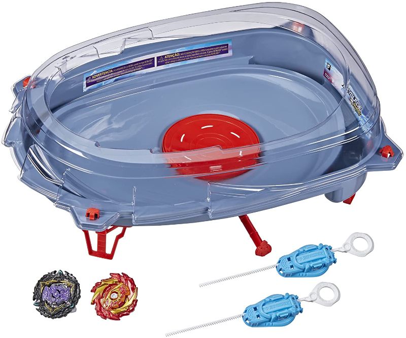 Photo 1 of BEYBLADE Burst Surge Speedstorm Motor Strike Battle Set -- Battle Game Set with Motorized Beystadium, 2 Battling Top Toys and 2 Launchers
PREVIOUSLY OPENED