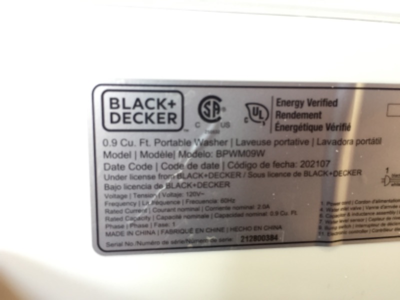 Photo 3 of BLACK & DECKER BPWM09W Portable Washer
