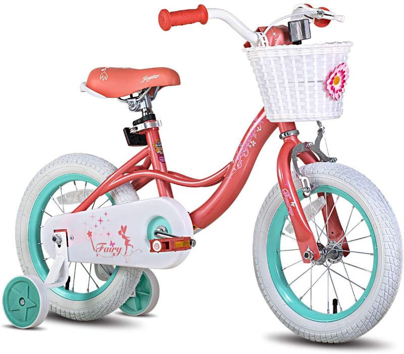 Photo 1 of JOYSTAR Fairy 12" Inch Kids Bike with Training Wheels for 2-9 Years Old Girls (Corel & Pink, Purple)
**DAMAGED WHEEL, POPED, CAN BE REPAIR**
