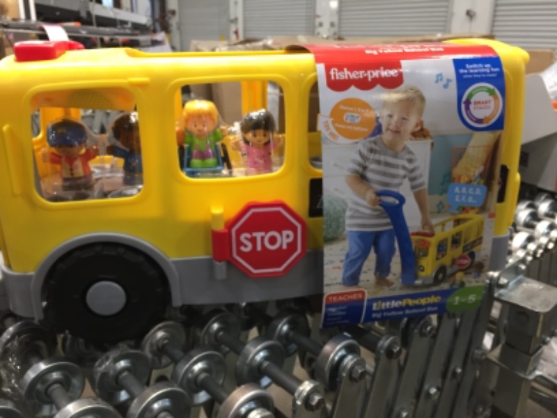 Photo 2 of Fisher-Price Little People Big Yellow Bus, musical push and pull toy with Smart Stages for toddlers and preschool kids
