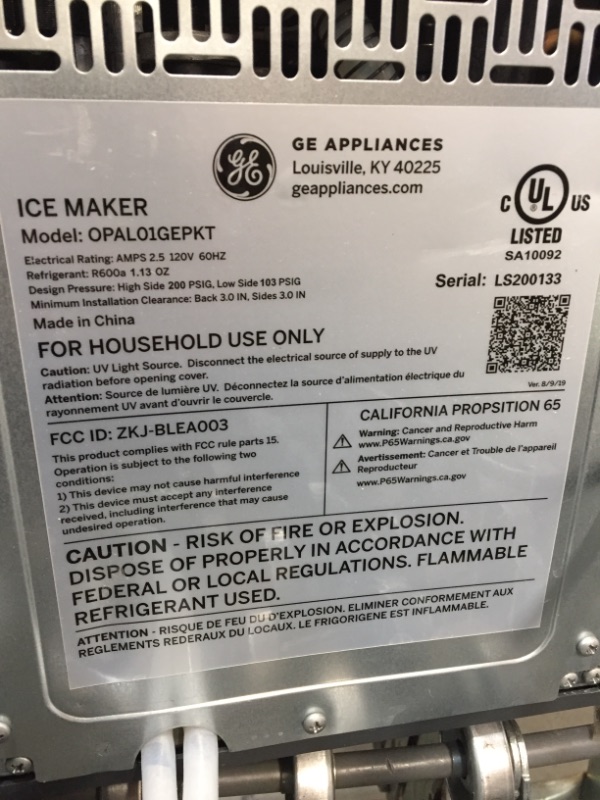 Photo 8 of GE Profile Opal | Countertop Nugget Ice Maker with Side Tank | Portable Ice Machine with Bluetooth Connectivity | Smart Home Kitchen Essentials | Stainless Steel Finish | Up to 24 lbs. of Ice Per Day
