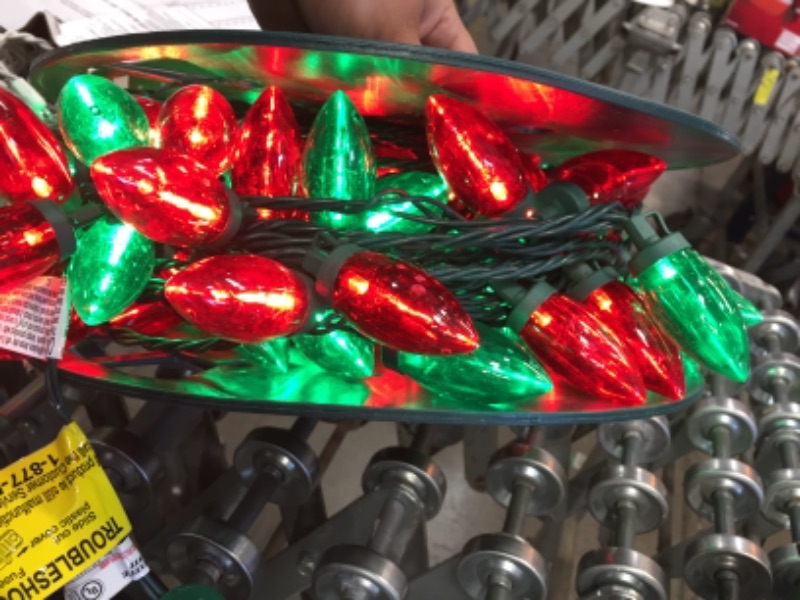 Photo 2 of 100-Light Smooth LED C9 Super Bright Red and Green Lights Christmas Lights on Spool
