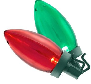 Photo 1 of 100-Light Smooth LED C9 Super Bright Red and Green Lights Christmas Lights on Spool
