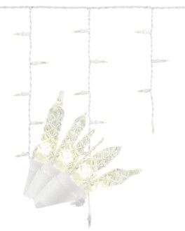 Photo 1 of 23.5 in. High x 84 in. Wide 70-Light White Christmas LuxeSparkle Icicle Light String Diamond White
