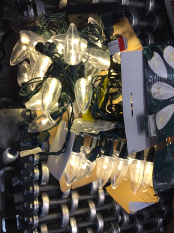 Photo 2 of 32.6 ft. 50-Light Warm White Transparent Bulb LED C9 Steady Lit Ultra Bright Heavy Duty Lights
