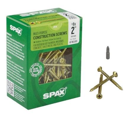 Photo 1 of #8 x 2 in. Philips Square Drive Flat-Head Full Thread Yellow Zinc Coated Multi-Material Screw (161 per Box) (3 boxes)