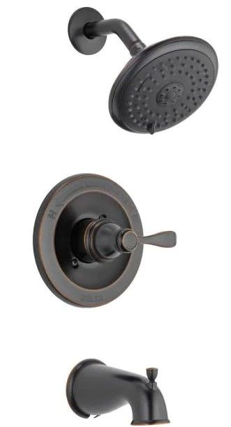 Photo 1 of (previously opened) Delta
Porter Single-Handle 3-Spray Tub and Shower Faucet in Oil Rubbed Bronze (Valve Included)